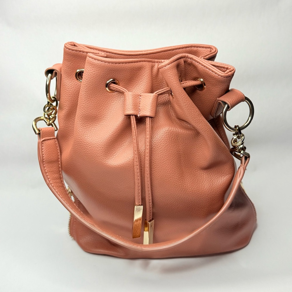 Lionel Nude Pink Bucket Handbag - Gold Hardware & Drawstring Closure